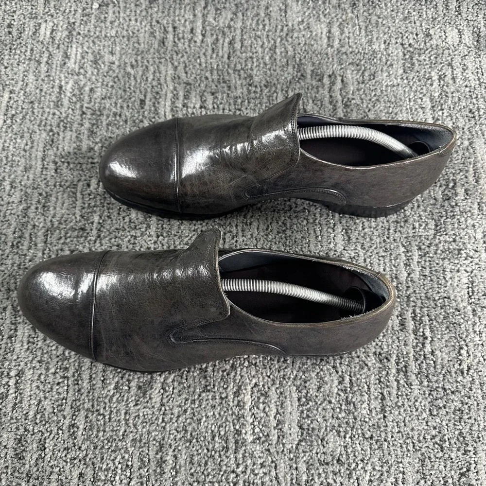 Measponte Loafers Mens Size 45 Grey Brown Italian Leather Cap Toe Made in Italy